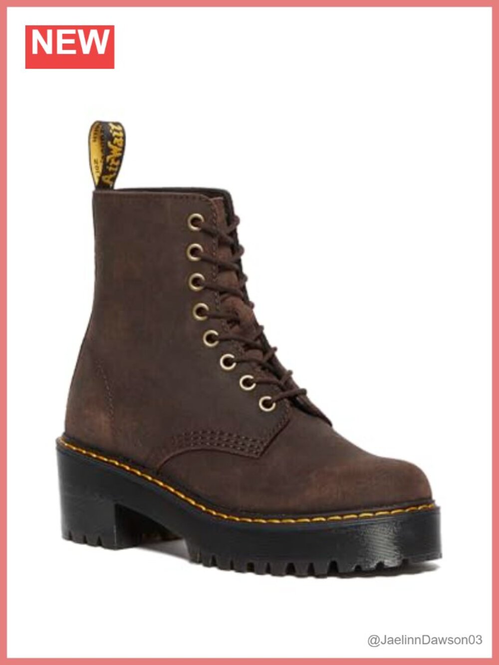Dr Martens Sanguine 8 Eye Heeled Combat Boot Full Grain Leather